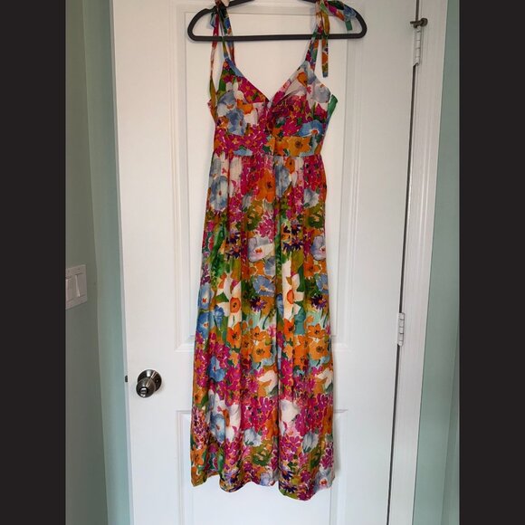 & Other Stories Floral Silk Midi Dress Size 6 - Picture 1 of 3